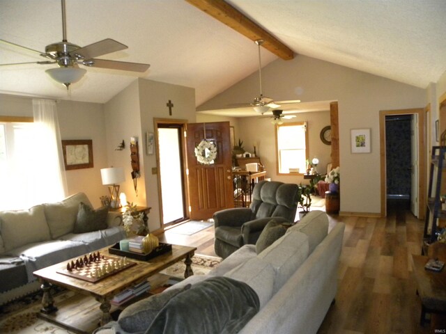 3116 Truesdel Rd, Gosport, IN 47433 - living room featuring a ceiling fan, wood finished floors, and baseboards