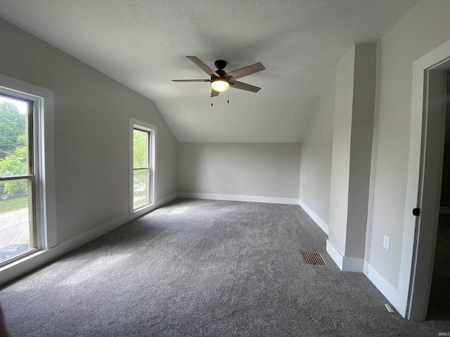 1824 Boxcar Ln, Auburn, IN 47606 - bonus room featuring carpet, lofted ceiling, a ceiling fan, and baseboards
