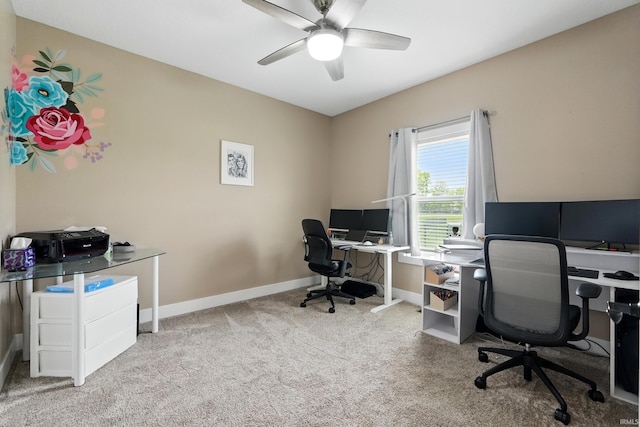 17009 Hamptons Pkwy, New Haven, IN 46774 - office area featuring carpet flooring, baseboards, and ceiling fan