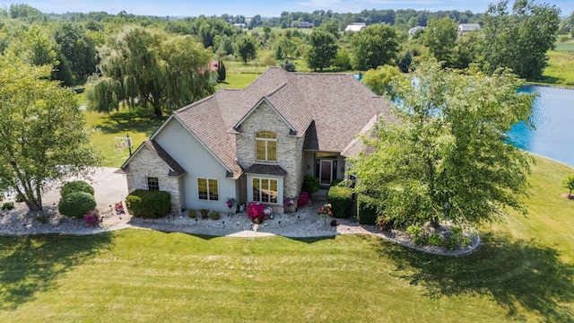 6378 N 100 E, Ossian, IN 46777 - view of front of property with a front lawn and stone siding