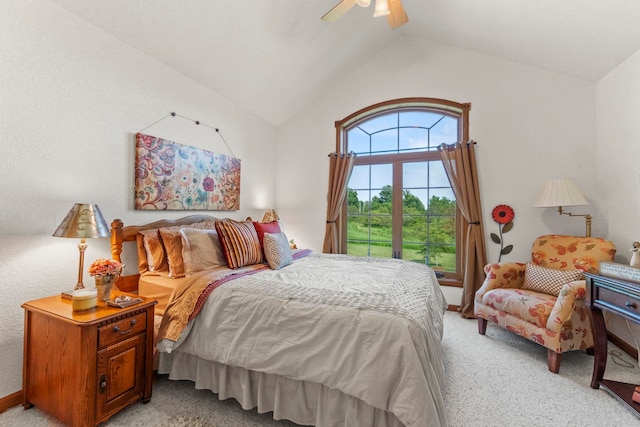 6378 N 100 E, Ossian, IN 46777 - bedroom with light colored carpet, lofted ceiling, ceiling fan, and baseboards