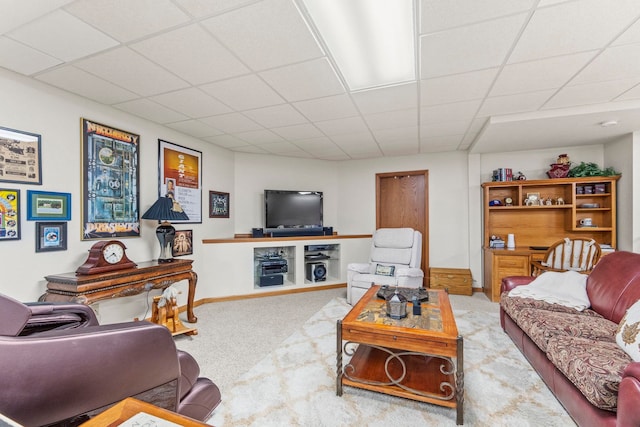 6378 N 100 E, Ossian, IN 46777 - carpeted living area with a drop ceiling and baseboards