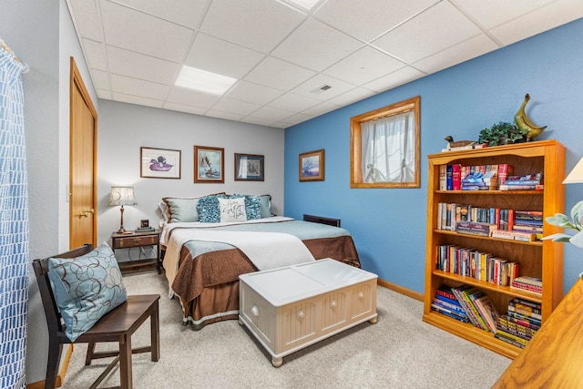 6378 N 100 E, Ossian, IN 46777 - bedroom with a drop ceiling, light carpet, and baseboards