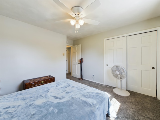 1326 Stag Dr, Fort Wayne, IN 46804 - bedroom featuring dark colored carpet, a closet, and a ceiling fan