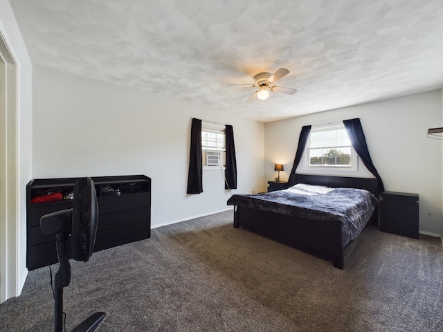 1326 Stag Dr, Fort Wayne, IN 46804 - bedroom featuring carpet, baseboards, a ceiling fan, and a textured ceiling