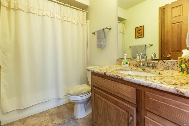 54363 Adrian Ct, Osceola, IN 46561 - bathroom with vanity, toilet, and shower / tub combo with curtain