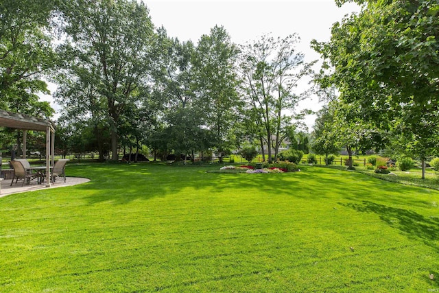 54363 Adrian Ct, Osceola, IN 46561 - view of grassy yard with a patio and a pergola