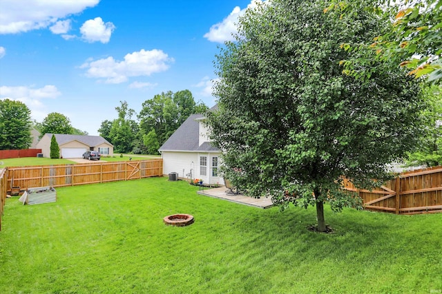 843 S Lantern Ln, Ellettsville, IN 47401 - view of yard featuring a fire pit and cooling unit