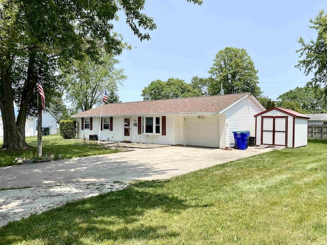 4234 Oak St, Woodburn, IN 46797 - single story home with a garage, a front yard, and concrete driveway