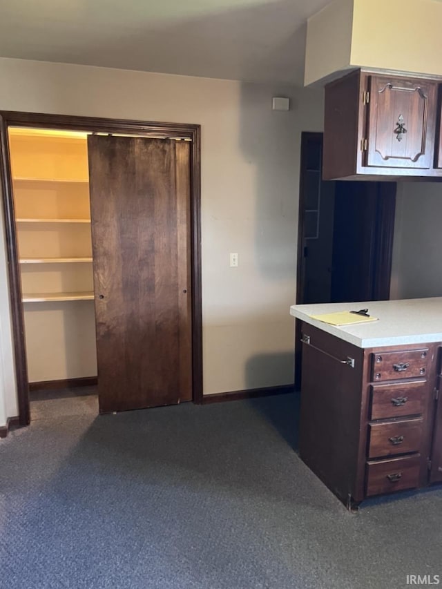 1705 Northview Blvd, Kokomo, IN 46901 - kitchen with light countertops, baseboards, and dark carpet