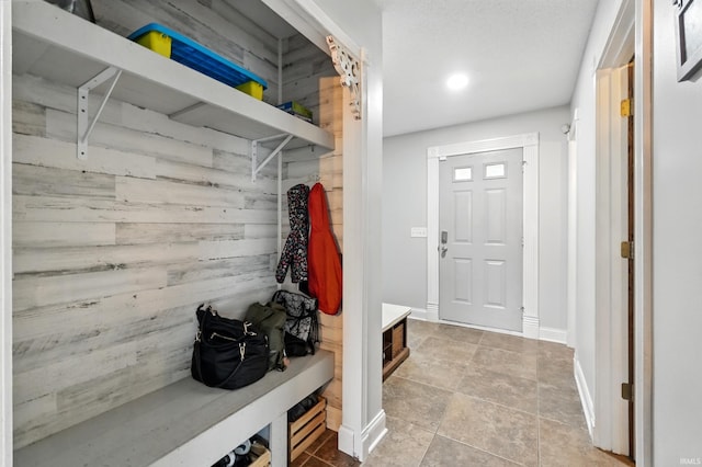 2906 Easton Ridge Pl, Fort Wayne, IN 46818 - mudroom with wood walls, baseboards, and recessed lighting