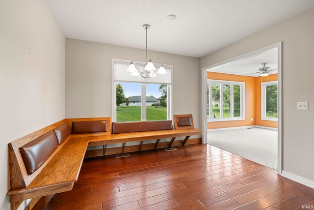 3564 Westport Dr, New Haven, IN 46774 - unfurnished dining area with hardwood / wood-style floors, a chandelier, baseboards, and breakfast area