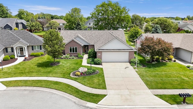 3564 Westport Dr, New Haven, IN 46774 - view of front facade featuring brick siding, concrete driveway, a front yard, and a residential view