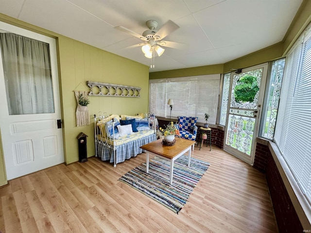 27 N Edwards St, Worthington, IN 47471 - sunroom / solarium with a ceiling fan and wood finished floors