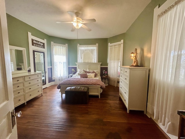 27 N Edwards St, Worthington, IN 47471 - bedroom featuring dark wood finished floors and a ceiling fan