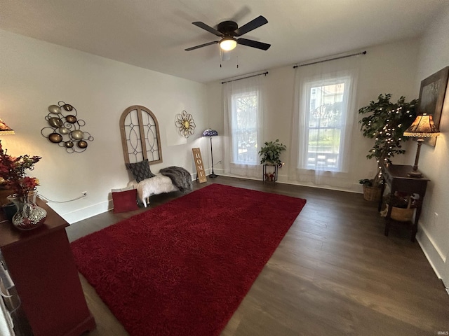 1000 Hartford St, Lafayette, IN 47900 - living area with wood finished floors, ceiling fan, and baseboards