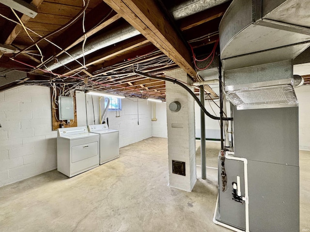 2424 S Webster St, Kokomo, IN 46902 - basement with independent washer and dryer, electric panel, and heating unit