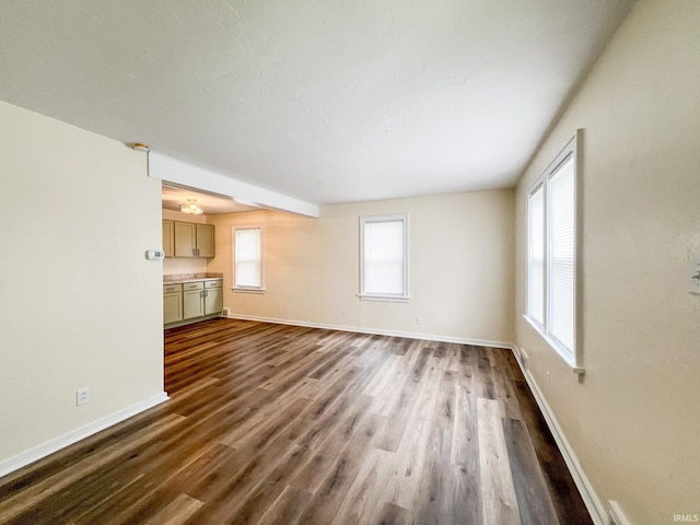 158 Simpson Ave, Elkhart, IN 46516 - unfurnished living room with dark wood-type flooring and baseboards