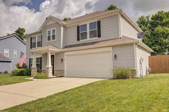 4774 W Hidden Meadow Dr, Bloomington, IN 47404 - view of front of house with an attached garage, driveway, and stone siding