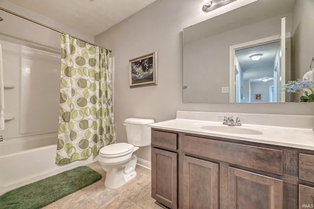 4774 W Hidden Meadow Dr, Bloomington, IN 47404 - bathroom with vanity, toilet, shower / tub combo, and baseboards