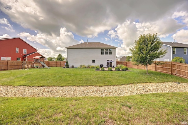 4774 W Hidden Meadow Dr, Bloomington, IN 47404 - back of house featuring a playground