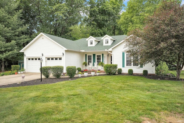 91 Smiths Rd, Mitchell, IN 47446 - view of front of home featuring covered porch, driveway, an attached garage, a front yard, and roof with shingles