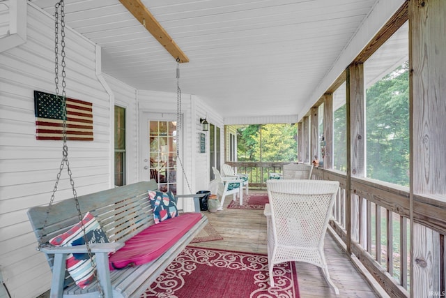 91 Smiths Rd, Mitchell, IN 47446 - sunroom / solarium featuring healthy amount of natural light and beamed ceiling