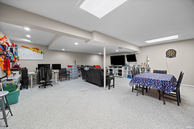 1320 Castle Dr, Lafayette, IN 47905 - living area featuring carpet floors, an office area, and recessed lighting