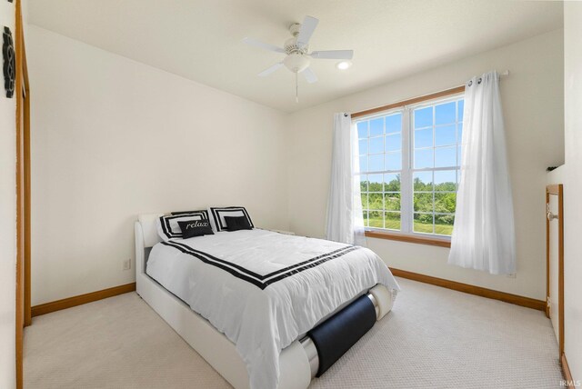 1095 E 600 N, Columbia City, IN 46725 - carpeted bedroom with baseboards and a ceiling fan