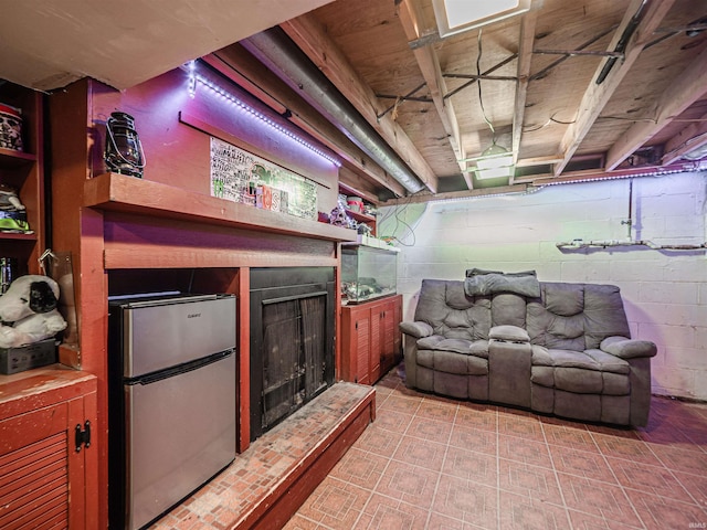11219 Denzer Rd, Evansville, IN 47712 - living room with a fireplace with raised hearth