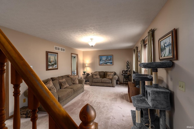 300 S Heritage Dr, Delphi, IN 46923 - carpeted living room with a textured ceiling