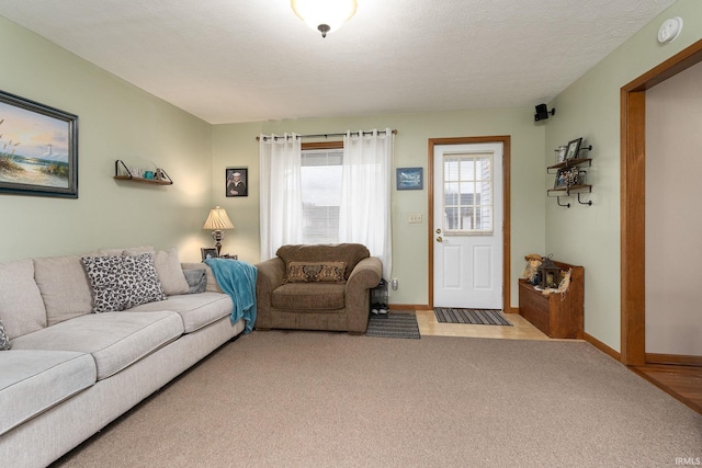 300 S Heritage Dr, Delphi, IN 46923 - living room featuring light carpet and baseboards