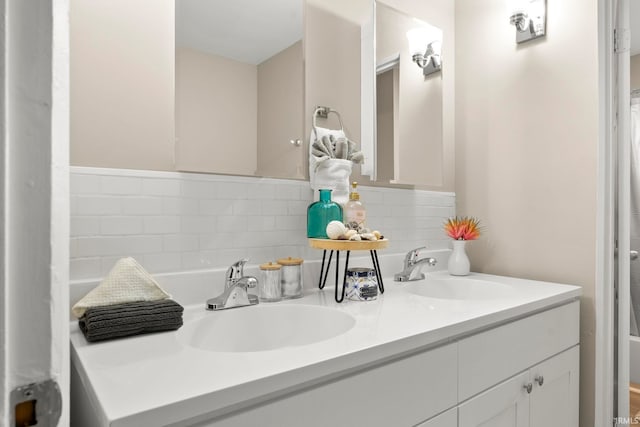 2604 Bellevue Dr, Fort Wayne, IN 46825 - bathroom with double vanity and backsplash