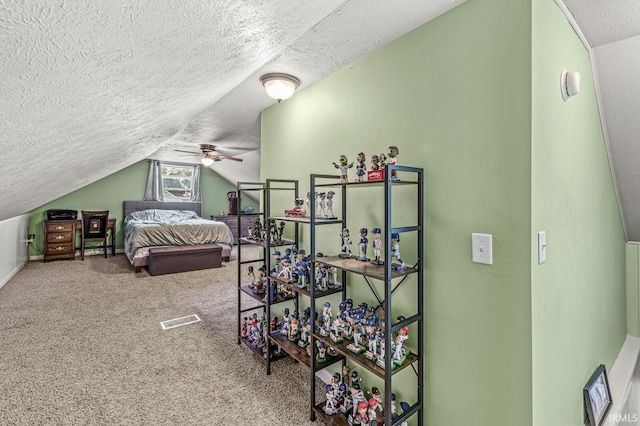 542 E Michigan St, New Carlisle, IN 46552 - bedroom featuring vaulted ceiling, a textured ceiling, and carpet flooring