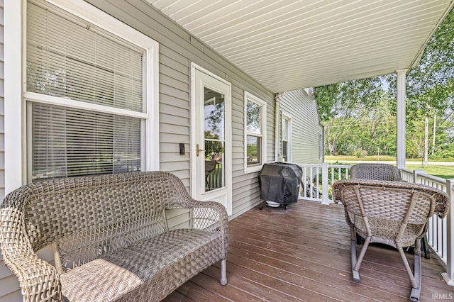 542 E Michigan St, New Carlisle, IN 46552 - wooden terrace featuring grilling area