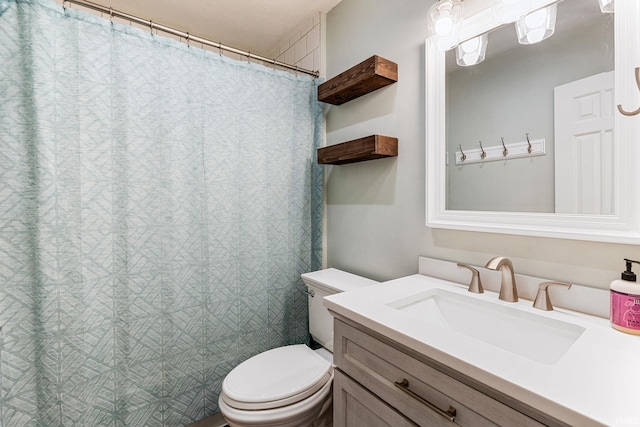 210 Meadows Dr, Greentown, IN 46936 - full bath featuring toilet, vanity, and a shower with shower curtain