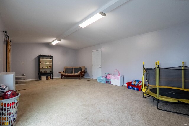 1339 Clark Ave, Bluffton, IN 46714 - playroom with carpet flooring, baseboards, and a barn door