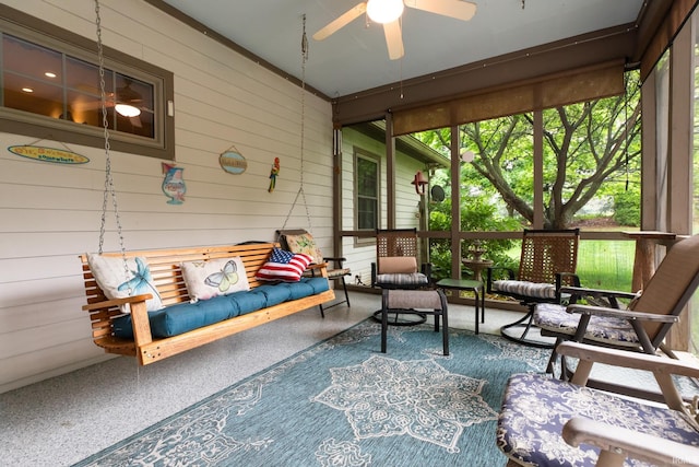 5003 N Chatham Dr, Bloomington, IN 47404 - sunroom / solarium with a ceiling fan and outdoor lounge area