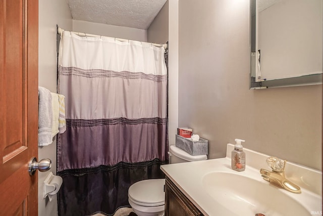 60 Elder Ct, Lafayette, IN 47905 - bathroom featuring toilet, a textured ceiling, vanity, and a shower with curtain