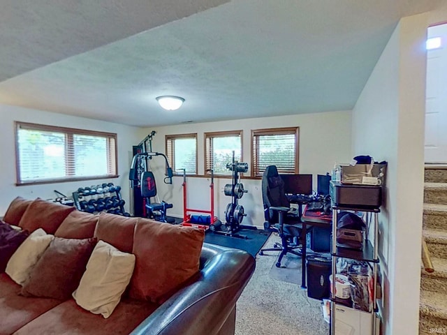 60 Elder Ct, Lafayette, IN 47905 - living room featuring carpet floors and stairs