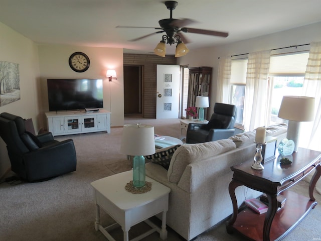 801 E Sycamore St, Petersburg, IN 47567 - living area with carpet floors and a ceiling fan