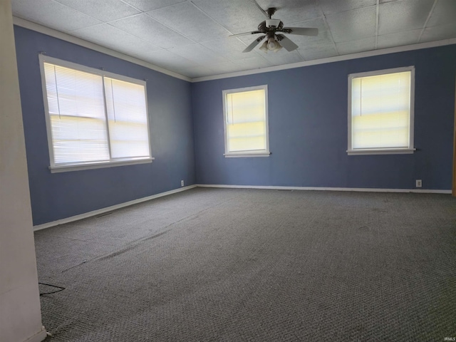 150 W Lake St, Laketon, IN 46943 - carpeted empty room with a ceiling fan, baseboards, and ornamental molding