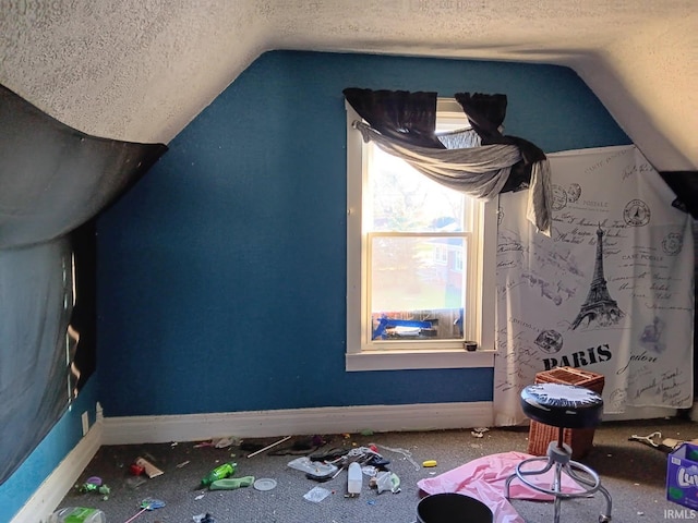 804 W 1st St, Albany, IN 47320 - bonus room with lofted ceiling, a textured ceiling, and baseboards