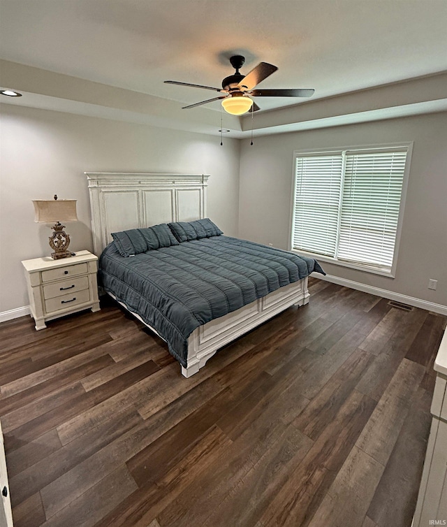 9 Deerfield Ln, Washington, IN 47501 - bedroom featuring dark wood finished floors, baseboards, and a ceiling fan