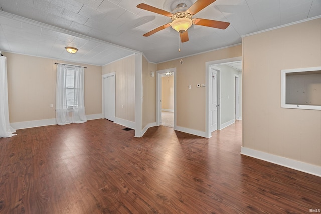 1804 Maple St, Lafayette, IN 47904 - unfurnished room with crown molding, wood finished floors, ceiling fan, and baseboards