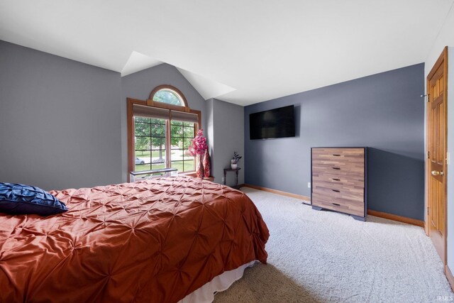 6811 Bittersweet Dells Ct, Fort Wayne, IN 46814 - carpeted bedroom featuring vaulted ceiling and baseboards