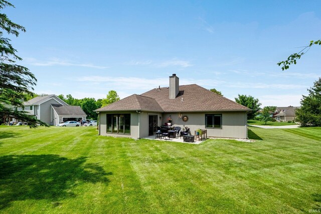 6811 Bittersweet Dells Ct, Fort Wayne, IN 46814 - rear view of property with a patio, a yard, and a chimney