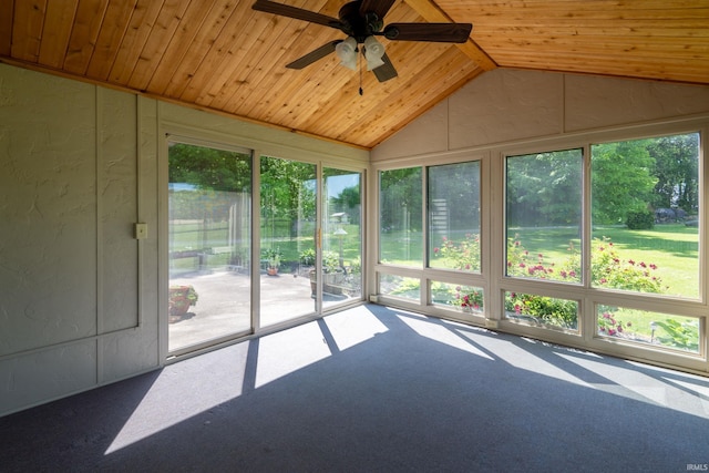 4431 Mccomb Rd, Huntertown, IN 46748 - unfurnished sunroom featuring lofted ceiling, plenty of natural light, and a ceiling fan