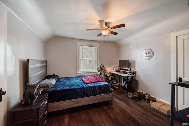 1706 Pierce St, Lafayette, IN 47905 - bedroom featuring lofted ceiling, wood finished floors, and ceiling fan