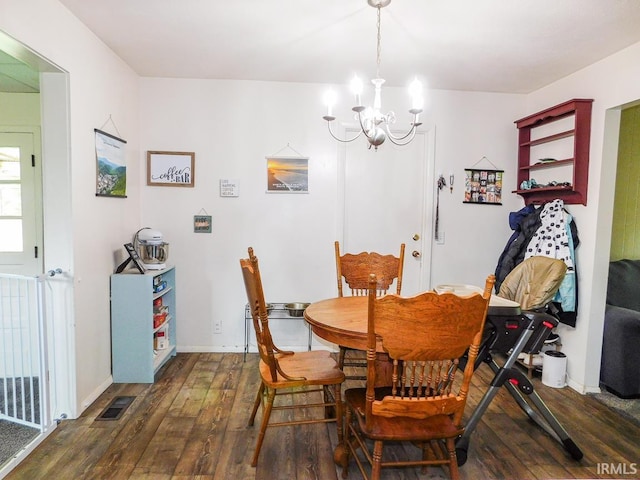 2363 N Oak Dr, Bluffton, IN 46714 - dining space featuring a chandelier and dark wood-style floors